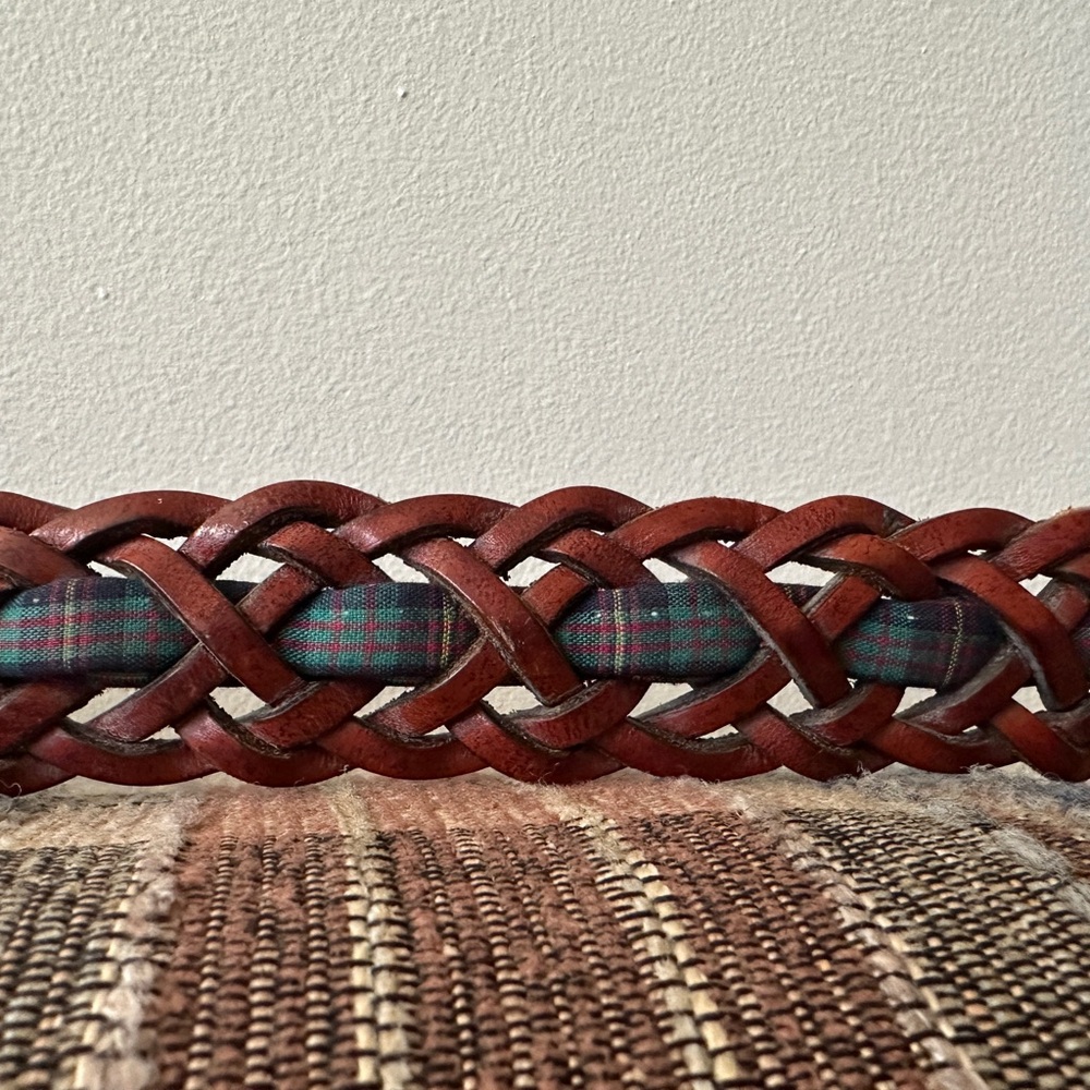 Fossil Brown Braided Leather Belt with Brass Buckle - Picture 4 of 5